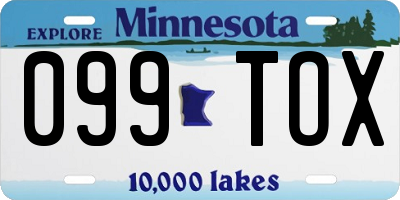 MN license plate 099TOX