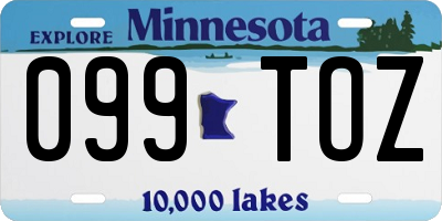 MN license plate 099TOZ