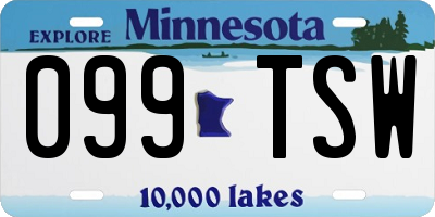 MN license plate 099TSW