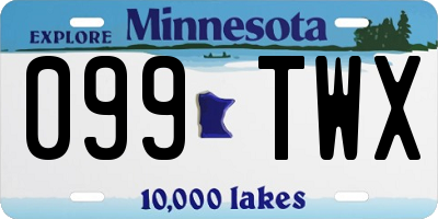 MN license plate 099TWX