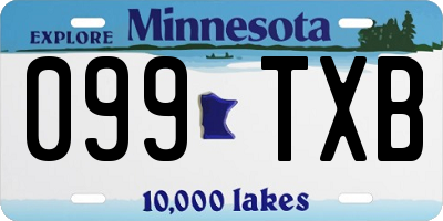 MN license plate 099TXB