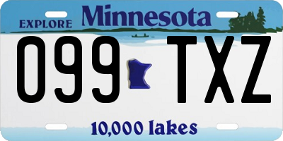 MN license plate 099TXZ