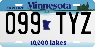 MN license plate 099TYZ