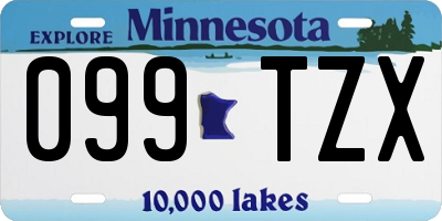 MN license plate 099TZX