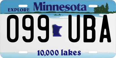 MN license plate 099UBA