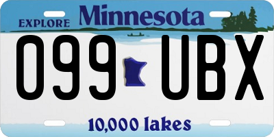 MN license plate 099UBX