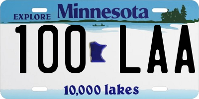 MN license plate 100LAA