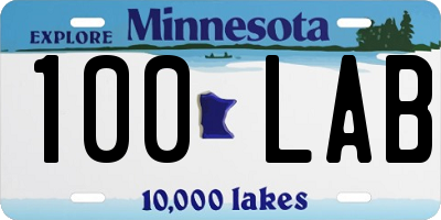 MN license plate 100LAB