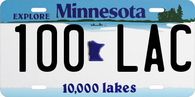 MN license plate 100LAC