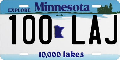 MN license plate 100LAJ