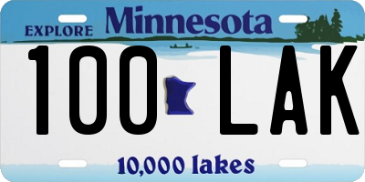 MN license plate 100LAK