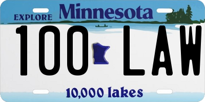 MN license plate 100LAW