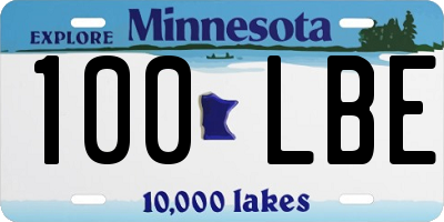 MN license plate 100LBE
