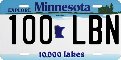 MN license plate 100LBN