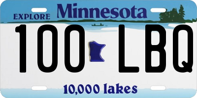 MN license plate 100LBQ