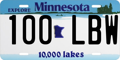 MN license plate 100LBW