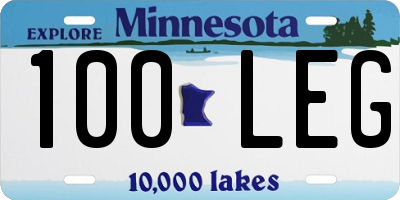 MN license plate 100LEG