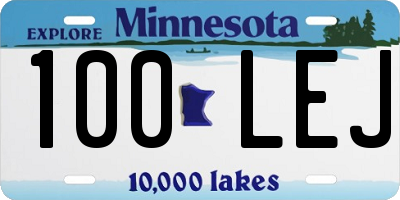 MN license plate 100LEJ