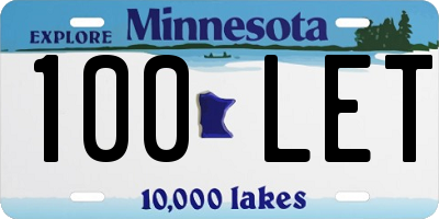 MN license plate 100LET