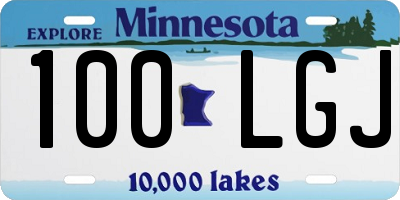 MN license plate 100LGJ