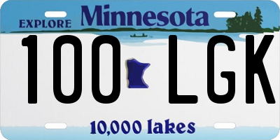 MN license plate 100LGK