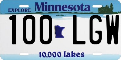 MN license plate 100LGW
