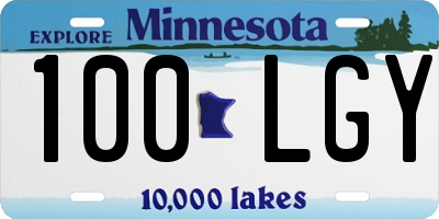 MN license plate 100LGY