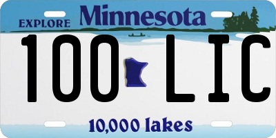 MN license plate 100LIC