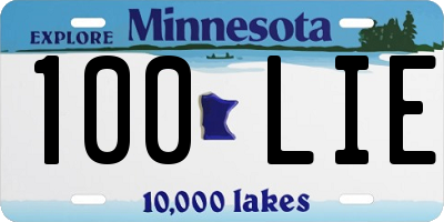 MN license plate 100LIE
