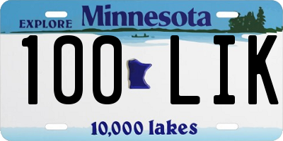 MN license plate 100LIK