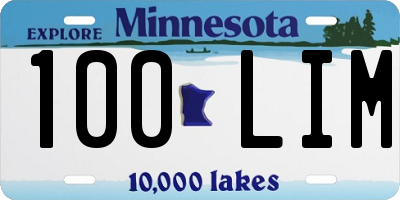 MN license plate 100LIM