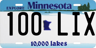 MN license plate 100LIX