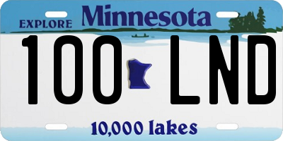 MN license plate 100LND