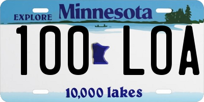 MN license plate 100LOA