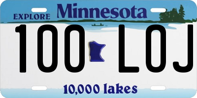 MN license plate 100LOJ