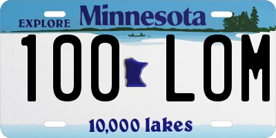 MN license plate 100LOM