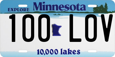 MN license plate 100LOV