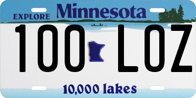 MN license plate 100LOZ