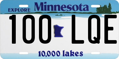 MN license plate 100LQE