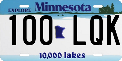 MN license plate 100LQK