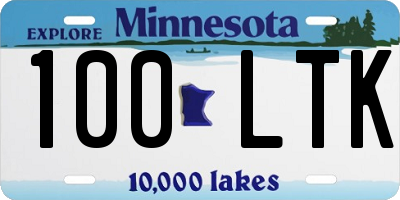 MN license plate 100LTK