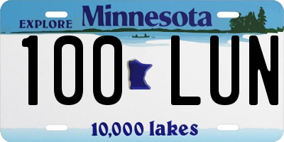 MN license plate 100LUN