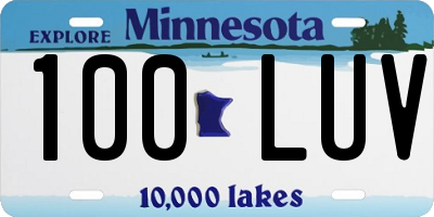 MN license plate 100LUV