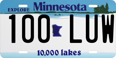 MN license plate 100LUW