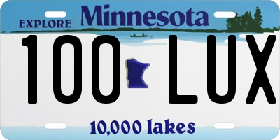 MN license plate 100LUX