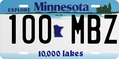 MN license plate 100MBZ