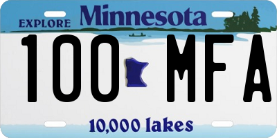 MN license plate 100MFA