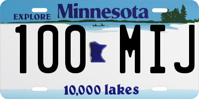 MN license plate 100MIJ