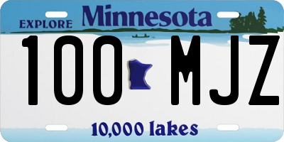 MN license plate 100MJZ