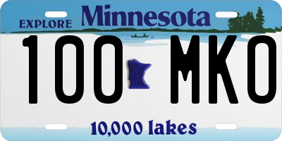 MN license plate 100MKO